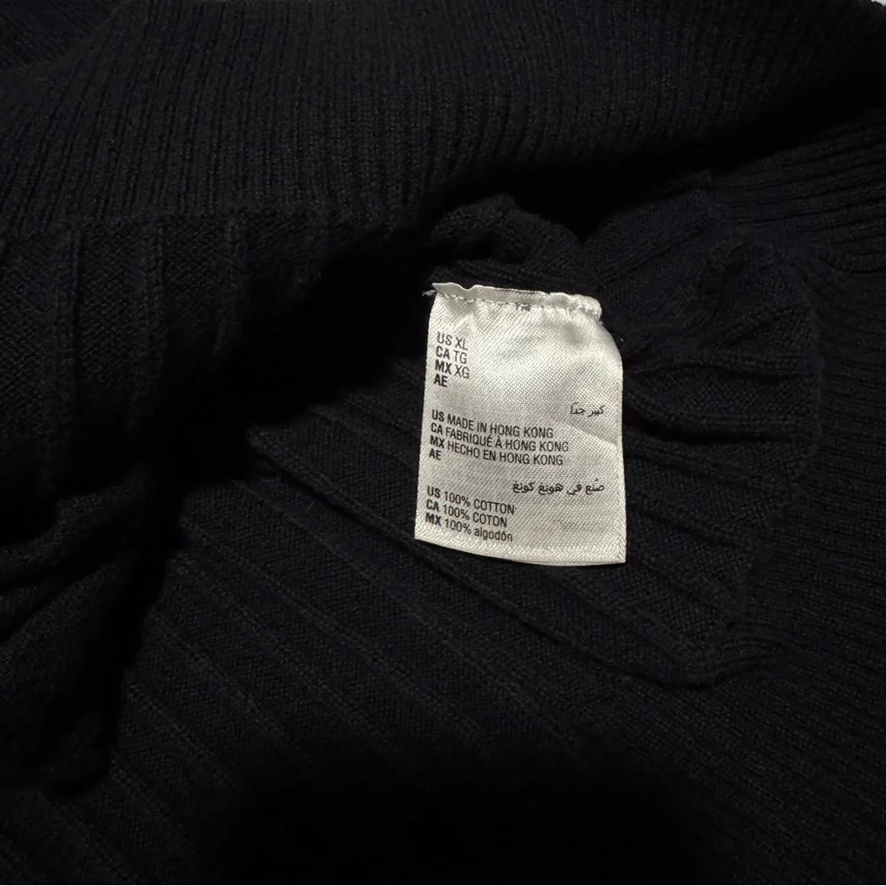 ALFANI RIBBED FULL ZIP BLACK COTTON MEN’S CARDIGAN SWEATER